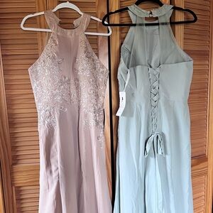Elegant Lace Halter Dress - apricot and sea foam. $30 each or both for $55